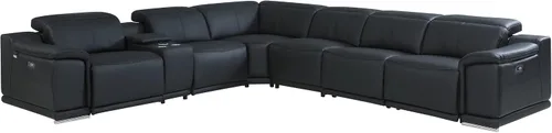 Miniatura 84 de BlackJack Furniture Venice - Juego de sofá reclinable seccional de cuero italiano de grano superior de 12 piezas con 4 reclinables eléctricos