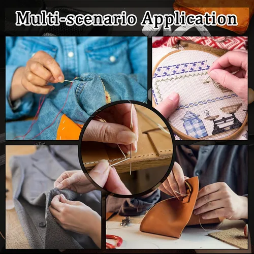 Miniatura 7 de MORFEN Kit de costura para adultos, 38 piezas, kit de costura resistente, kit de aguja e hilo con agujas de coser a mano, 8 hilos de tapicería, kit