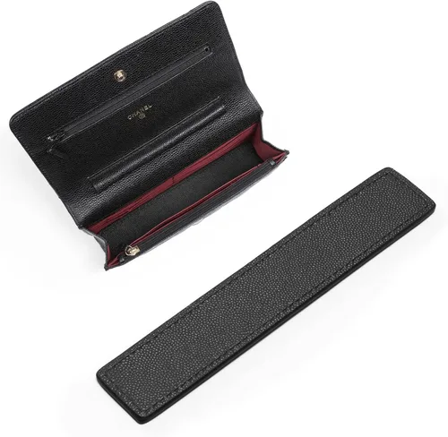 OAikor Moldeador de base para bolso WOC protector e inserto para cartera en bolsa de cadena máxima protección y soporte cuero negro 7 x 12 pulgadas
