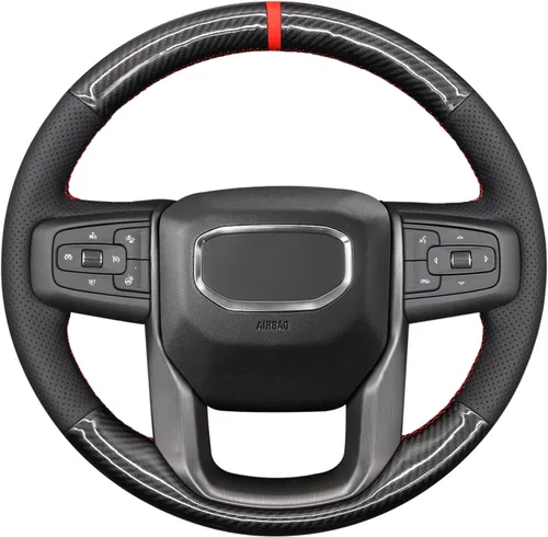 Miniatura 18 de MEWANT Funda para Volante para GMC Sierra 1500 / Sierra 1500 Limited/Sierra 2500 / Sierra 3500/ Yukon (XL) Envoltura de Volante Cosida a Mano