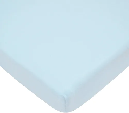 American Baby Company Sábana bajera ajustable para mini cuna 100% algodón natural, de 38" x 24", suave y transpirable, sábana pequeña tipo nido Azul