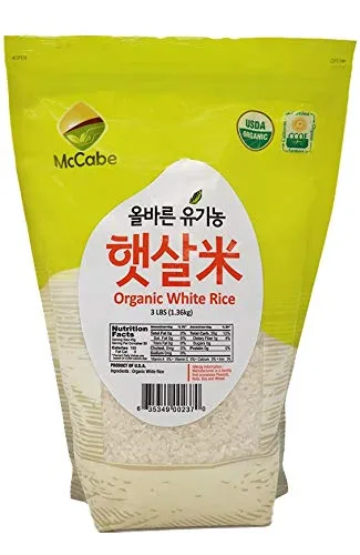 McCabe Arroz blanco orgánico, 3 libras | Certificado orgánico USDA y certificado CCOF | Producto de Estados Unidos