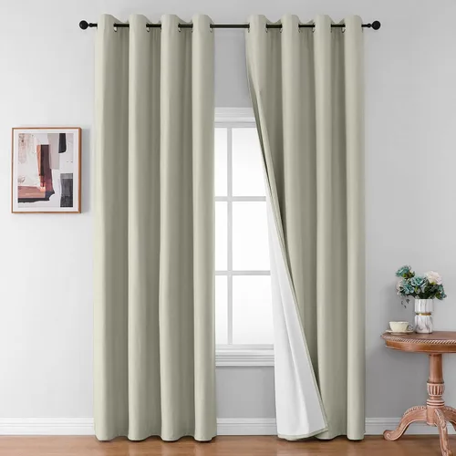 Miniatura 20 de Joydeco Cortinas opacas de lino para dormitorio, con ojales de 90 pulgadas de largo, cortinas resistentes para sala de estar, cortinas con Verde