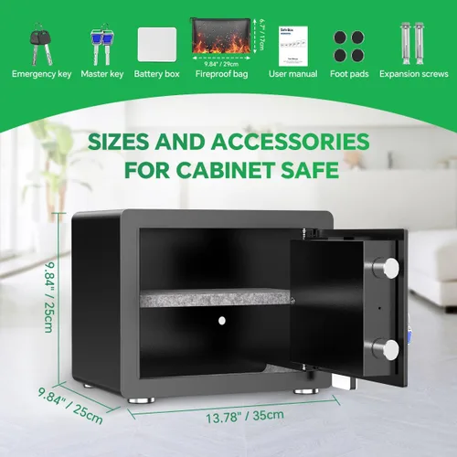Miniatura 9 de Caja de seguridad con teclado digital y sistema de alarma - Caja de bloqueo electrónico para joyas y dinero en efectivo con estantes ajustables