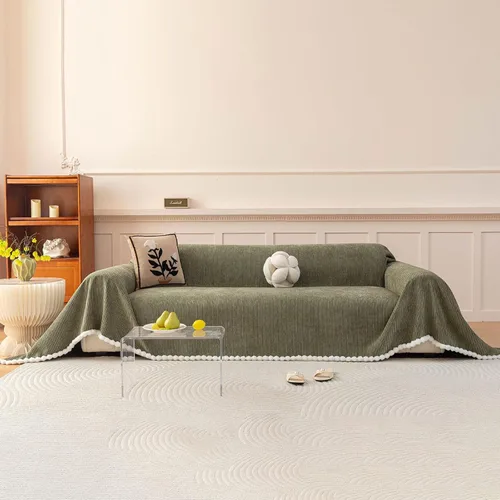 Miniatura 19 de HANDONTIME - Funda de felpilla de sofá para perros, para sillón, sofá modular, biplaza, futón o en forma de L, estilo bohemio, con borlas, lavable