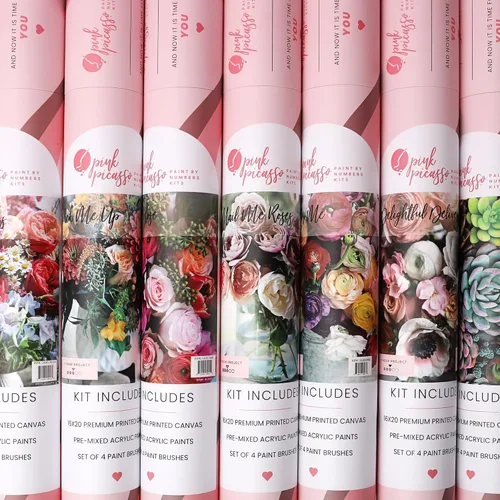 Miniatura 8 de Pink Picasso Kit de Pintura Floral Botánica por Números para Adultos y Adolescentes Juegos de Kits de Pintura Acrílica DIY en Lienzo 16x20