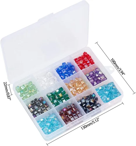 Miniatura 9 de PH PandaHall 360 cuentas de cristal en forma de cubo, 12 colores, cuentas galvanizadas facetadas de 0.236 in, cuentas sueltas para collares, aretes
