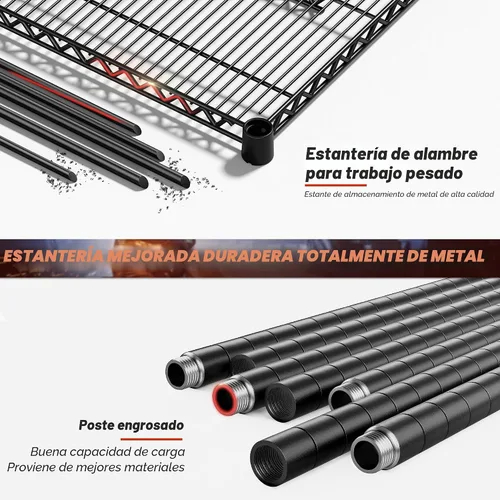 Miniatura 6 de REIBII Estantes de almacenamiento de 60" de ancho 2399LBS con ruedas Estantería de alambre para garaje Estantes de metal resistentes