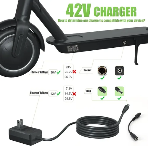 Miniatura 4 de Cargador eléctrico compacto de 42 V para Hover-1 Gotrax Jetson y más batería de litio de 36 V, certificado UL, seguro, potente y pequeño con 2