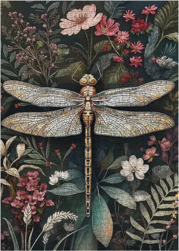 Miniatura 17 de Rompecabezas de alas de mariposa coloridas para adultos, 1000 piezas, rompecabezas estético de plantas de flores, rompecabezas de bordado