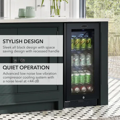 Miniatura 4 de Whynter BBR-801BG Refrigerador de Bebidas Empotrable y Enfriador Mini Nevera con Puerta de Vidrio con Cerradura, 3.0 Pies Cúbicos, Negro, 100