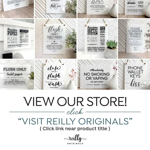Miniatura 4 de Reilly Originals Letrero acrílico de diseño pequeño y elegante de 3.5 x 5 pulgadas para baño, incluye adhesivo, lavable, acabado brillante