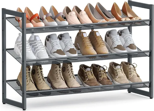 Miniatura 16 de SONGMICS ULMR03A organizador de zapatos con 3 estantes de metal apilables en dos posiciones (plano e inclinado) para armario, habitación o entrada