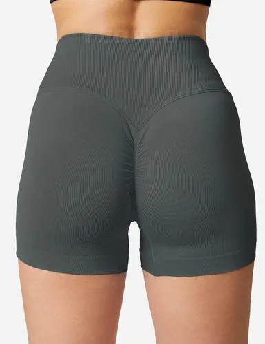 Miniatura 4 de YEOREO Pantalones cortos de entrenamiento sin costuras para mujer, cintura alta, levantamiento de glúteos, pantalones cortos de yoga para gimnasio