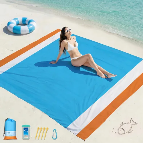 Miniatura 76 de Famstar Beach Blanket Oversized Extra Large 78"X81"/10'X9',Waterproof Sandproof Beach Blanket 2-8 Adults Lightweight Durable for Travel Camping