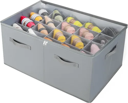 Miniatura 16 de TOPIA HOME Organizador de zapatos para armario, caja de zapatos plegable con divisores ajustables y cubierta transparente, organizador