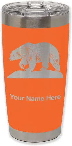 Miniatura 28 de LaserGram Vaso aislado al vacío de 20 onzas, oso polar, grabado personalizado incluido (negro)
