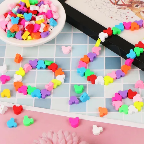 Miniatura 3 de EVERMARKET - 200 cuentas de oso para la fabricación de joyas, cuentas de arcilla de polímero EVERMARKET de 0.394 pulgadas a granel con caja, bonito