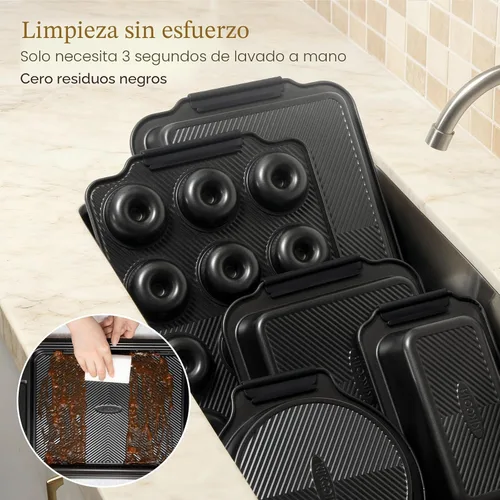 Miniatura 6 de Kikcoin Juego de 25 moldes apilables para hornear, juegos de utensilios para hornear antiadherentes con asas de silicona, hojas de galletas aptas