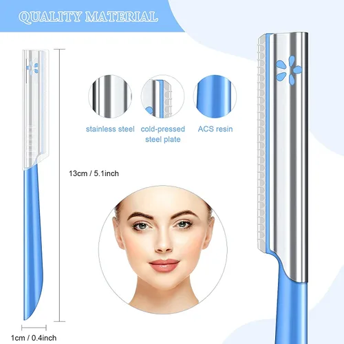 Miniatura 4 de Maquinilla de afeitar facial para mujer para depilación – Dermaplaning Tool Peach Fuzz Trimmer Womens Fino removedor de pelo cejas afeitadoras