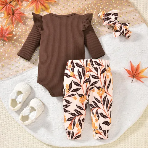 Miniatura 16 de Aalizzwell Conjunto de mameluco acanalado para bebé recién nacido prematuro para otoño e invierno