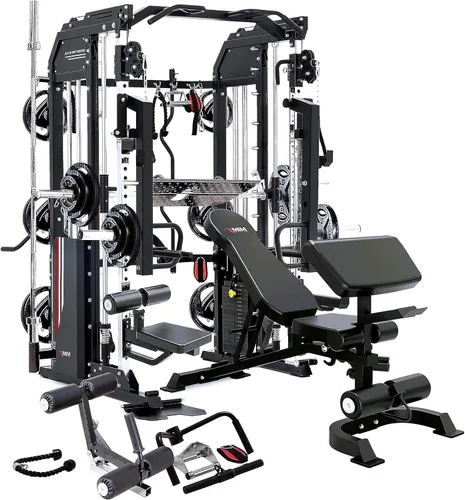 MiM USA Hercules EX Commercial All-in-One Home Gym Machine, 2000 lb Capacity, 400 lb Weight Stack, Adjustable Bench, Leg Press, Jammer Arms, Leg