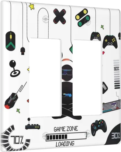 Miniatura 143 de Cubierta para interruptor de luz personalizable Personaliza la tuya propia, placa de pared doble basculante con imagen, logotipo, texto, 2 vías