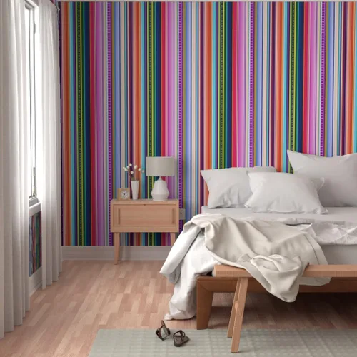 Miniatura 5 de Spoonflower Papel tapiz para despegar y pegar, diseño de rayas de serape, estilo mexicano, colorido y brillante, papel pintado extraíble