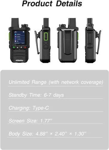 Miniatura 5 de Walkie Talkies globales gratuitos de por vida, radio 4G PoC, radio nacional, radio PTT bidireccional de larga distancia con linterna para equipos