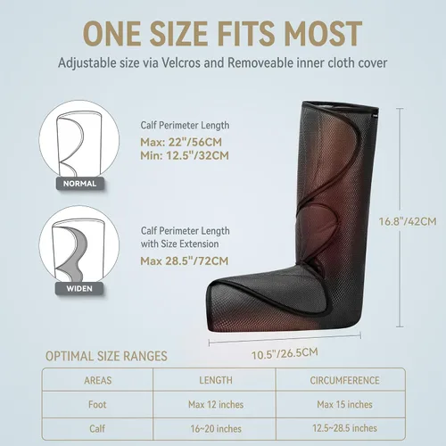 Miniatura 6 de FIT KING Masajeador de piernas y pies por compresión de aire con calor para circulación y alivio del dolor Útil para piernas hinchadas, edema, RLS