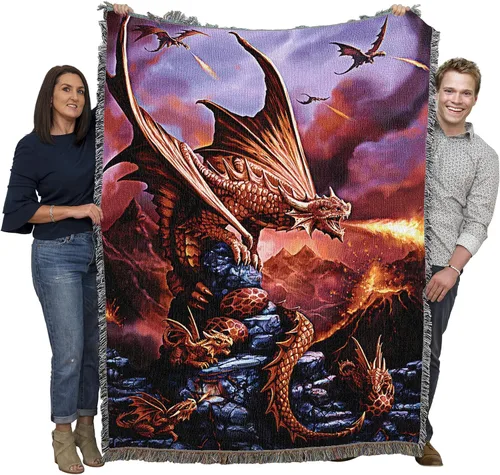Miniatura 13 de Pure Country Weavers Anne Stokes - Manta de belleza de dragón de la colección Age of Dragons – Manta de fantasía para regalo tejida de algodón