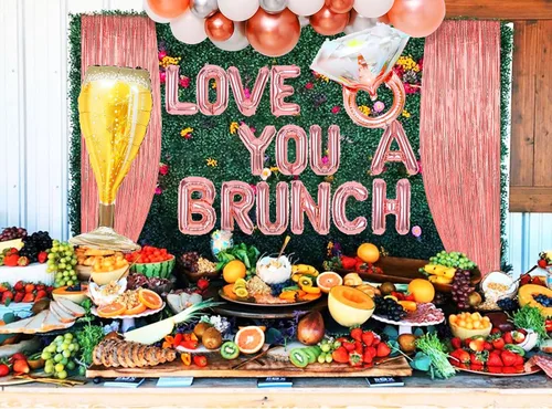 Miniatura 7 de LaVenty Juego de 48 globos de oro rosa Love You a Brunch y decoración para despedida de soltera, fiesta