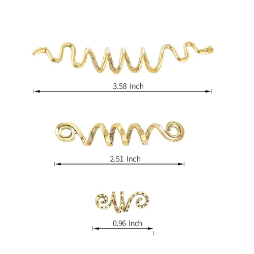 Miniatura 6 de FRDTLUTHW Joyas doradas de serpiente para trenzas, decoración de cabello de Halloween, accesorios de rastas para mujer (paquete de 6)