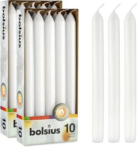 Miniatura 9 de BOLSIUS 10 velas blancas para el hogar, 9 pulgadas, calidad europea premium, aproximadamente 8 horas de tiempo de combustión, sin perfume, sin goteo