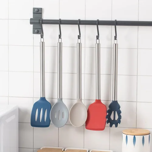 Miniatura 7 de COOK WITH COLOR Juego de utensilios de cocina de silicona, juego de utensilios de cocina, utensilios de cocina de silicona fáciles de limpiar, Rojo