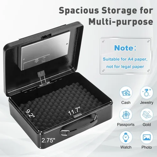 Miniatura 3 de KYODOLED Caja de seguridad con cerradura de teclado digital, caja de seguridad con código para artículos personales, caja de seguridad de metal