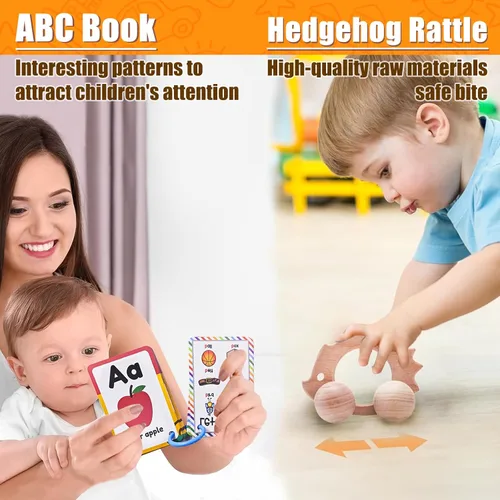 Miniatura 7 de Juguetes Educativos Montessori para Bebés de 7-12 Meses, Kit Educativo de Aprendizaje Temprano 7 en 1 para Regalos de Niños Pequeños, Incluye Tambor