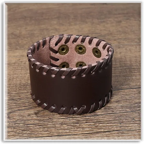 Miniatura 3 de Xusamss Pulsera de cuero punk, pulsera ajustable a presión