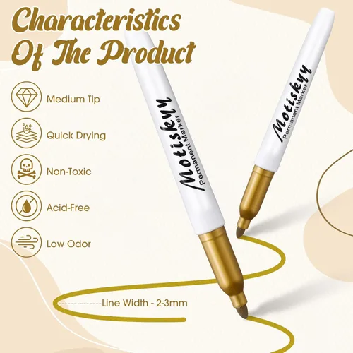 Miniatura 2 de Motiskyy 48 marcadores metálicos permanentes a granel, marcadores metálicos a granel, punta media, de secado rápido, para manualidades, artista