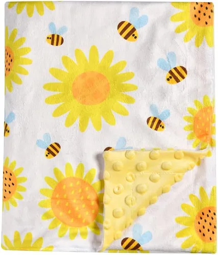 Miniatura 8 de Manta de bebé súper suave de minky, manta de animales lindos con respaldo punteado para recién nacidos, guardería, cochecito que recibe ropa de cama