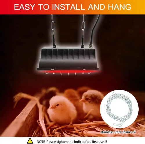 Miniatura 5 de Lámpara de calentador de gallinero de 250 W, lámpara de calor colgante de invierno para pollos incubadoras de pollos incubadoras de temperatura