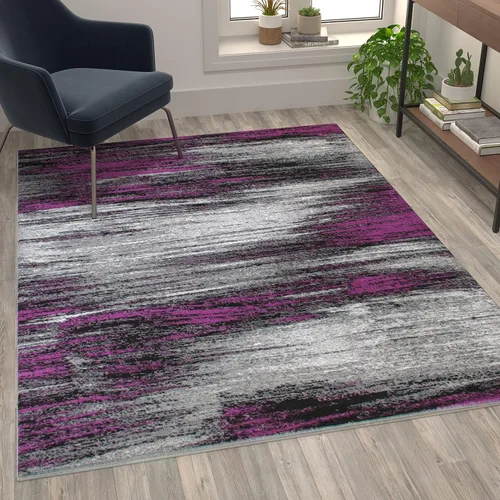 Miniatura 21 de Flash Furniture Rylan Collection - Alfombra contemporánea de olefinas azules, de pelo alto, 2 x 10 pies, respaldo de yute, pasillo, entrada