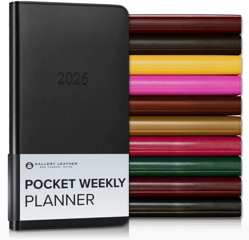 Miniatura 13 de Gallery Leather Agenda semanal y mensual grande 2025-2026, agenda y cuaderno con elegantes bordes de página dorados dorados, 12 meses, cactus Cactus