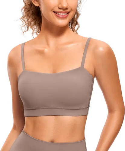 CRZ YOGA Butterluxe - Brasier deportivo ajustable con tirantes delgados para mujer, con relleno, sin varillas, cuello cuadrado, para entrenamiento,