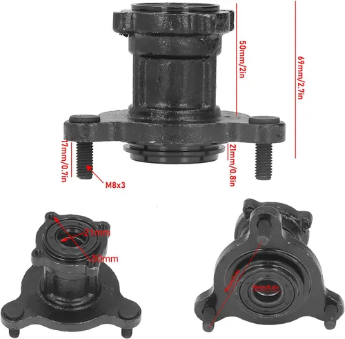 Aramox Buje de rueda para ATV, 2 unidades, buje de rueda de acero M8x3 para ATV Kart Dirt Quad Bike 6 7 8 pulgadas llanta, Popular