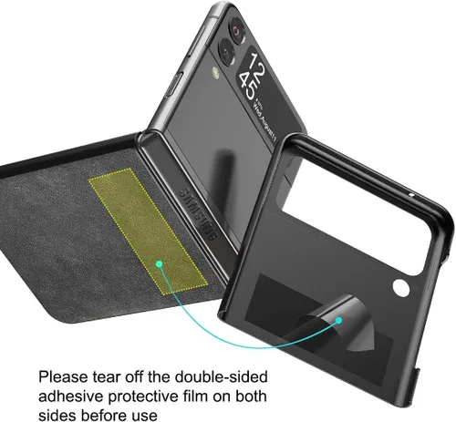 Miniatura 7 de Foluu Funda para Samsung Galaxy Z Flip 3 5G, Galaxy Z Flip 3 5G, piel sintética + carcasa de policarbonato duro ultra fina y duradera funda