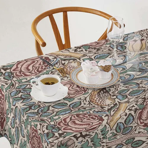 Miniatura 344 de Mantel Floral Retro de Pájaros, Diseño Original Bohemio William Morris Estampado Cubierta de Mesa para Hogar Picnic Fiesta Comedor Cocina William