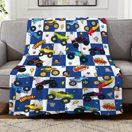 Miniatura 15 de Manta de Bebé Personalizada Camiones de Construcción Personalizados Camión Volquete Mantas con Nombre para Niños, Niñas y Pequeños Manta Suave