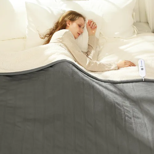 Miniatura 49 de Manta térmica eléctrica de franela Sherpa de 50 x 60 pulgadas - Manta eléctrica suave con 5 niveles de calefacción y 4 horas de apagado automático