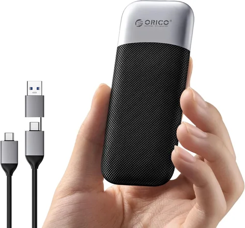 ORICO SSD portátil de 1 TB, hasta 1050 MB/s, compacto con cable USB C y A 2 en 1, unidades de estado sólido externas, almacenamiento confiable para